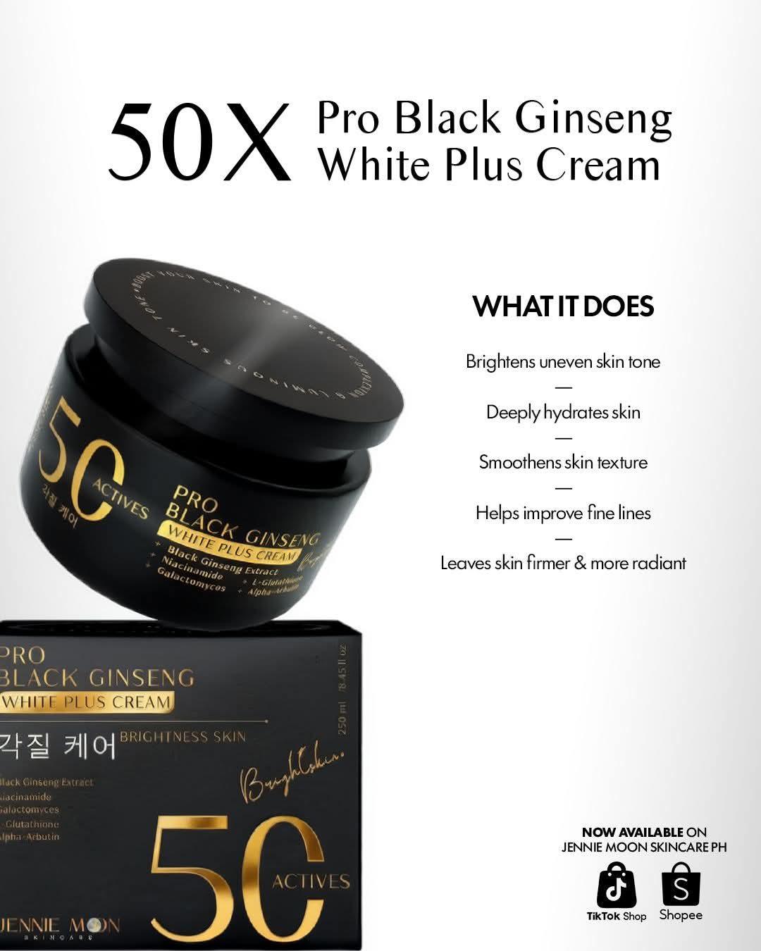 Jennie Moon Pro Black Ginseng White Plus Cream (50C Actives) 250g product image